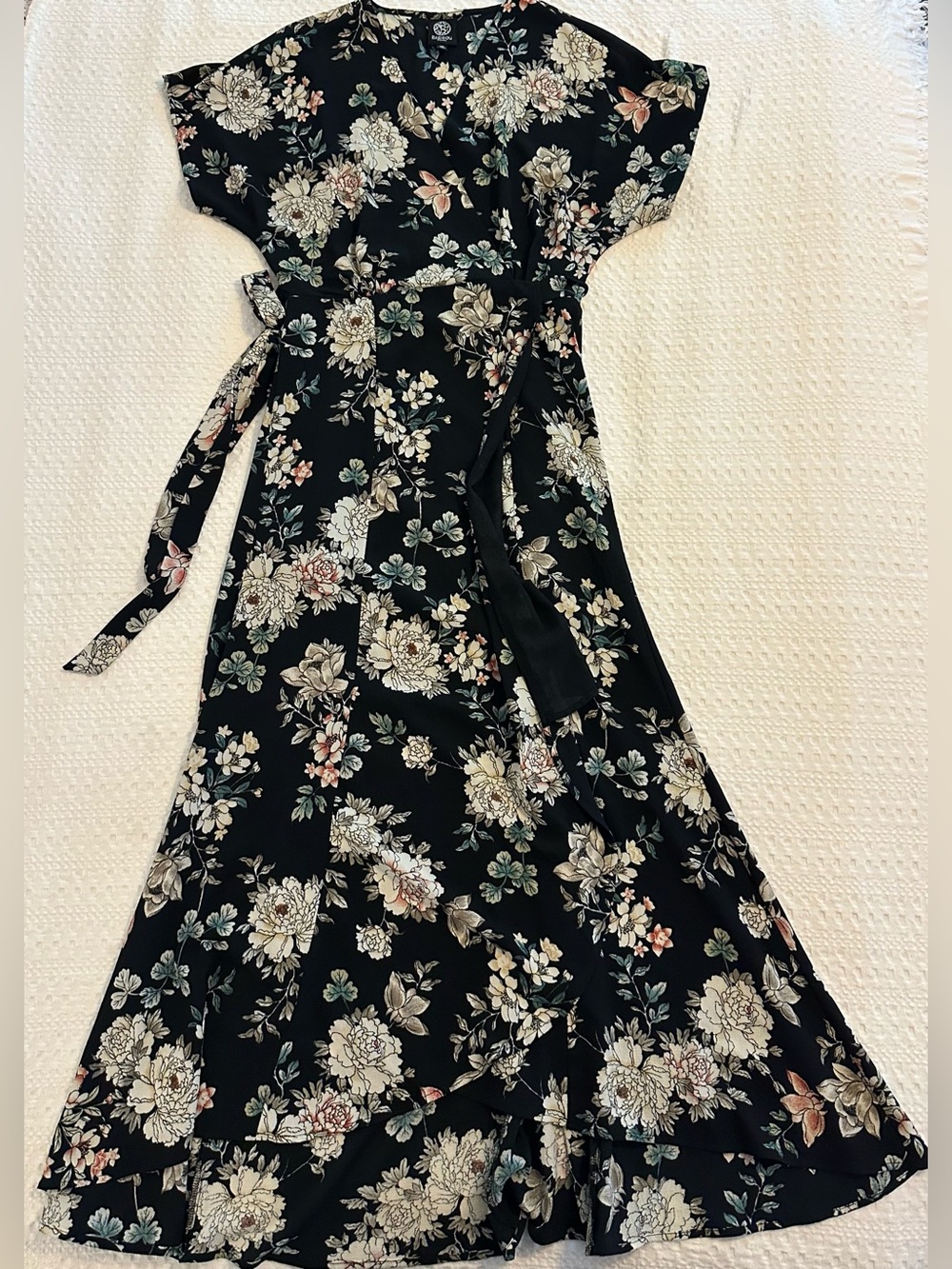 bobeau Black Floral Wrap Maxi Dress